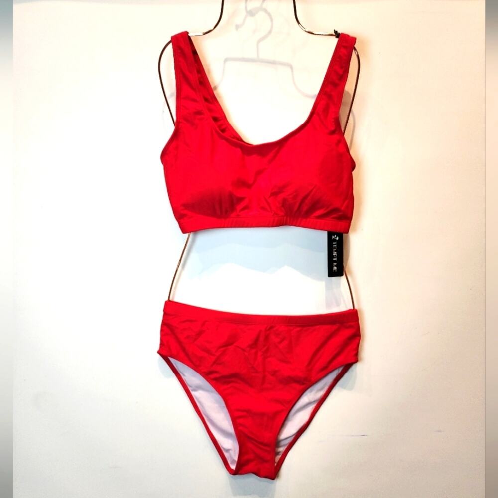 New‎ Red Tank Bikini High Waist 998 Surf Sports Water Sports  Women's Size L